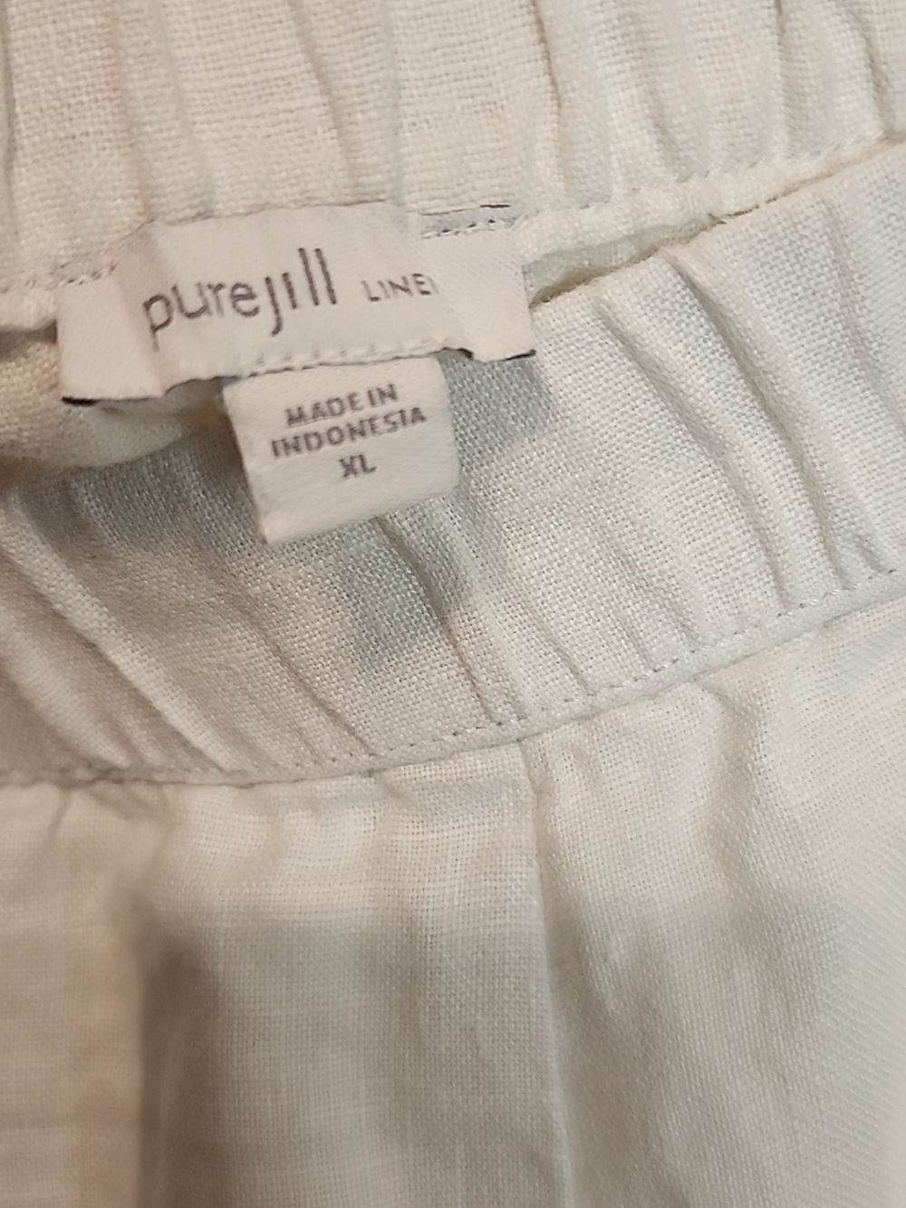 Pure Jill 100% Linen White Shorts Elastic Waist 4 Pockets. Wide Hem - Picture 2 of 7